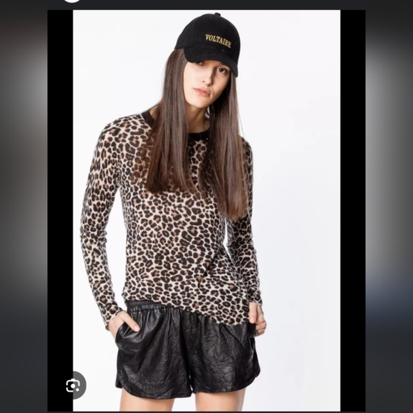 Zadig Voltaire cashmere miss print Leo leopard sweater - Picture 1 of 10